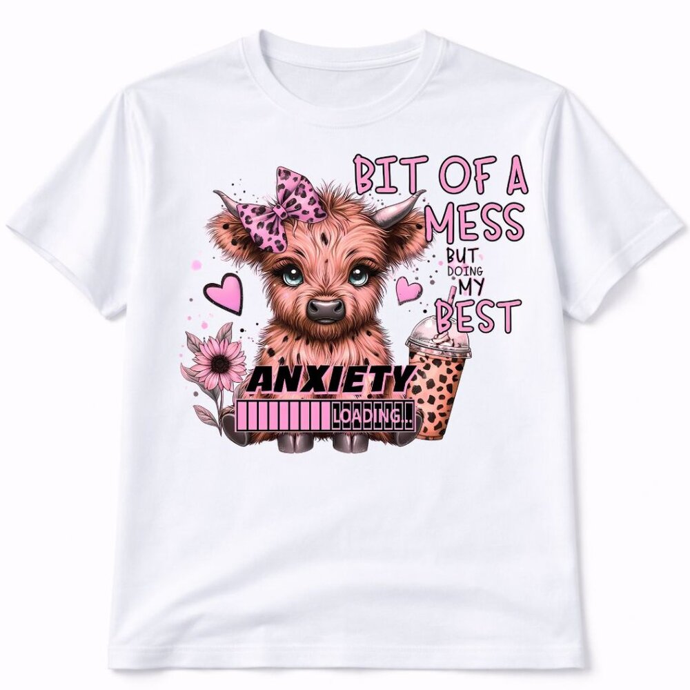 Bit Of A Mess Cow Western Graphic T Shirt Trendy Boutique Style Tee Women White